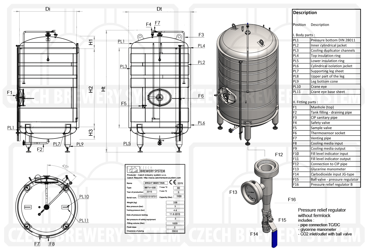 BBTVI 2000 2015 description - BBT | Bright beer tanks | Serving tanks | Conditioning tanks | Beer storage tanks