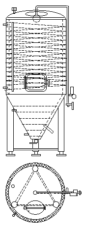 Cylindrically-conical fermentation tank for beer