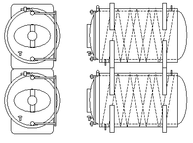 Insulated horizontal pressure maturation tanks for the secondary fermentation of beer or cider, cooling with water