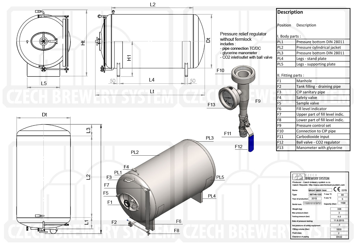 BBTHN 1200 2015 description en - BBT | Bright beer tanks | Serving tanks | Conditioning tanks | Beer storage tanks