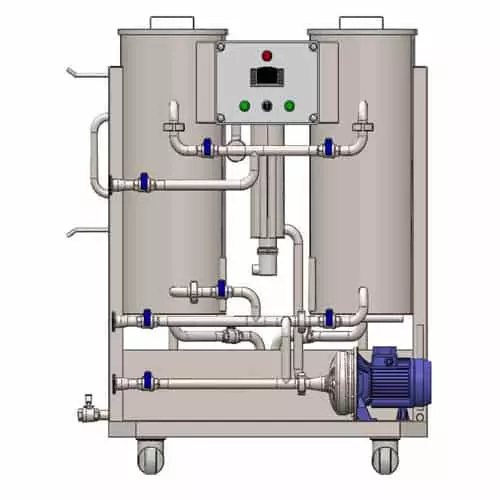 CIP-52 mobile cleaning-in-place station with two tanks for sanitizing solutions and one neutralization tank