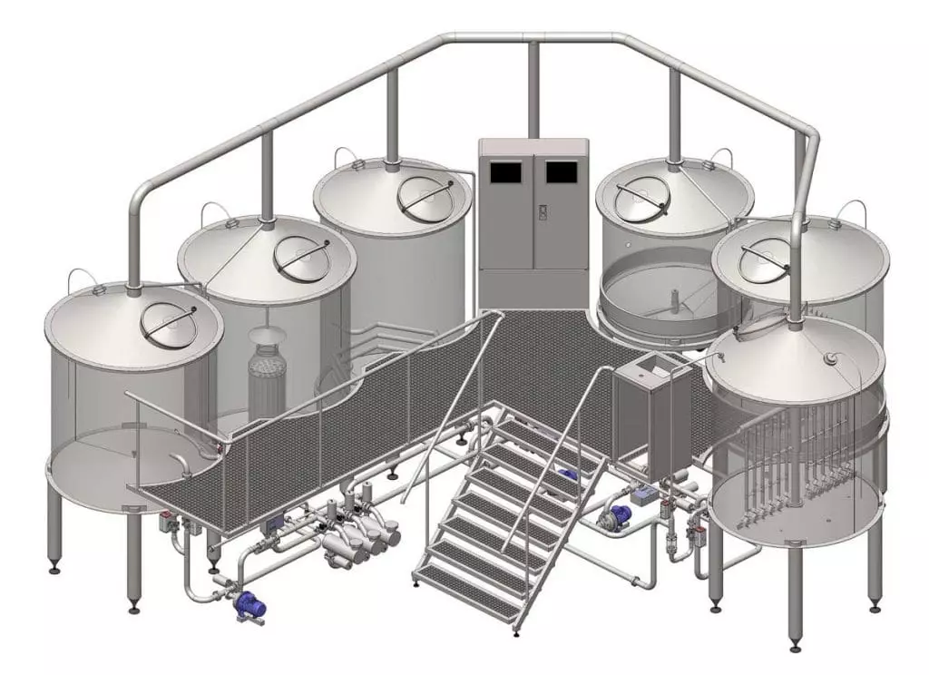 Brewhouse Breorx Oppidum Total View 01 1024x744 - مصانع الجعة - مصانع الجعة الصغيرة - أنظمة مجهزة بالكامل لإنتاج البيرة