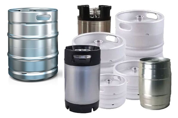Stainless steel and plastic kegs and barrels