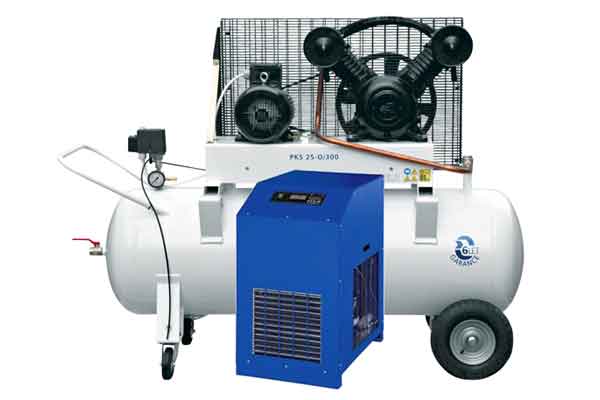 Air compressors and accessories for the preparation, cleaning, transport and use of pressure air.